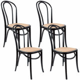 Darrahopens Furniture > Dining Azalea Arched Back Dining Chair 4 Set Solid Elm Timber Wood Rattan Seat - Black