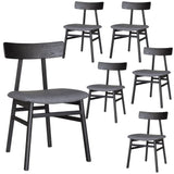 Darrahopens Furniture > Dining Claire Dining Chair Set of 6 Solid Oak Wood Fabric Seat Furniture - Black