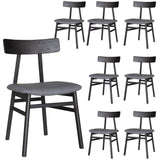 Darrahopens Furniture > Dining Claire Dining Chair Set of 8 Solid Oak Wood Fabric Seat Furniture - Black