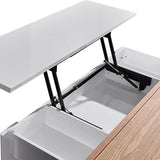 darrahopens Furniture > Dining Coffee Table High Gloss Finish Lift Up Top MDF White Ash Colour Interior Storage