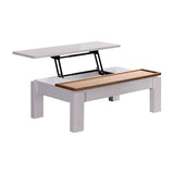 darrahopens Furniture > Dining Coffee Table High Gloss Finish Lift Up Top MDF White Ash Colour Interior Storage