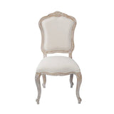 darrahopens Furniture > Dining Dining Chair Linen Fabric Beige Oak Wood White Washed Finish