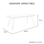 darrahopens Furniture > Dining Dining Table 180cm Medium Size Solid Acacia Wooden Frame in Silver Brush Colour