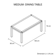 darrahopens Furniture > Dining Dining Table 180cm Medium Size with Solid Acacia Wooden Base in Oak Colour