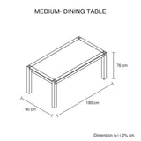 darrahopens Furniture > Dining Dining Table 180cm Medium Size with Solid Acacia Wooden Base in Oak Colour