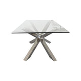 darrahopens Furniture > Dining Dining Table in Crisscross Shaped High Glossy Stainless Steel Base with 12mm Tempered Glass Top