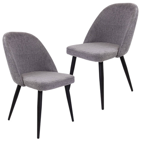 Darrahopens Furniture > Dining Erin Dining Chair Set of 2 Fabric Seat with Metal Frame - Fog