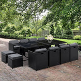 darrahopens Furniture > Dining Gardeon 13 Piece Wicker Outdoor Dining Table Set