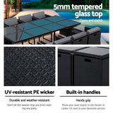 darrahopens Furniture > Dining Gardeon 13 Piece Wicker Outdoor Dining Table Set