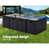 darrahopens Furniture > Dining Gardeon 13 Piece Wicker Outdoor Dining Table Set