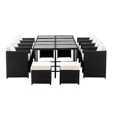 darrahopens Furniture > Dining Gardeon 13 Piece Wicker Outdoor Dining Table Set