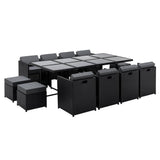 darrahopens Furniture > Dining Gardeon 13 Piece Wicker Outdoor Dining Table Set
