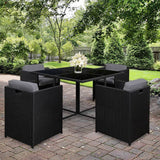 darrahopens Furniture > Dining Gardeon 5 Piece Wicker Outdoor Dining Set - Black