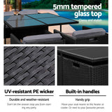 darrahopens Furniture > Dining Gardeon 5 Piece Wicker Outdoor Dining Set - Black