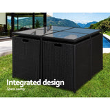 darrahopens Furniture > Dining Gardeon 5 Piece Wicker Outdoor Dining Set - Black