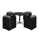 darrahopens Furniture > Dining Gardeon 5 Piece Wicker Outdoor Dining Set - Black