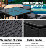 darrahopens Furniture > Dining Gardeon 9 Piece Wicker Outdoor Dining Set - Black & Grey