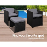darrahopens Furniture > Dining Gardeon 9 Piece Wicker Outdoor Dining Set - Black & Grey