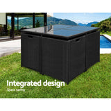 darrahopens Furniture > Dining Gardeon 9 Piece Wicker Outdoor Dining Set - Black & Grey