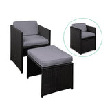 darrahopens Furniture > Dining Gardeon 9 Piece Wicker Outdoor Dining Set - Black & Grey