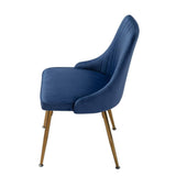 Darrahopens Furniture > Dining Grey Rectangular Wooden Table with Navy Velvet Chairs Dining Set