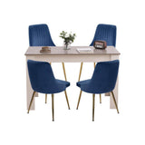 Darrahopens Furniture > Dining Grey Rectangular Wooden Table with Navy Velvet Chairs Dining Set