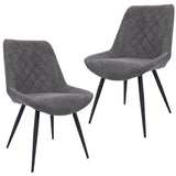 Darrahopens Furniture > Dining Helenium Dining Chair Set of 2 Fabric Seat with Metal Frame - Graphite