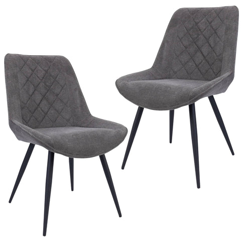 Darrahopens Furniture > Dining Helenium Dining Chair Set of 2 Fabric Seat with Metal Frame - Graphite