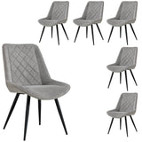 Darrahopens Furniture > Dining Helenium Dining Chair Set of 6 Fabric Seat with Metal Frame - Granite