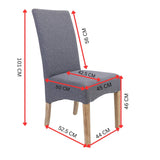 Darrahopens Furniture > Dining Jackson Dining Chair Set of 8 Fabric Seat Solid Pine Wood Furniture - Grey