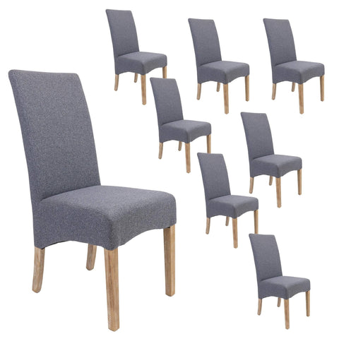 Darrahopens Furniture > Dining Jackson Dining Chair Set of 8 Fabric Seat Solid Pine Wood Furniture - Grey