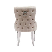 Darrahopens Furniture > Dining Lyon 2X Dining Chair Beige Velvet STAINLESS Legs