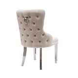 Darrahopens Furniture > Dining Lyon 2X Dining Chair Beige Velvet STAINLESS Legs