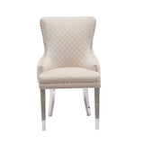 Darrahopens Furniture > Dining Lyon 2X Dining Chair Beige Velvet STAINLESS Legs