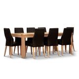 Darrahopens Furniture > Dining Rosemallow Dining Chair Set of 4 PU Leather Seat Solid Messmate Timber - Black