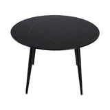 Darrahopens Furniture > Dining Round Dining Table Minimalist Marble Effect Black
