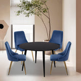 Darrahopens Furniture > Dining Round Dining Table Minimalist Marble Effect Black
