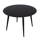 Darrahopens Furniture > Dining Round Dining Table Minimalist Marble Effect Black