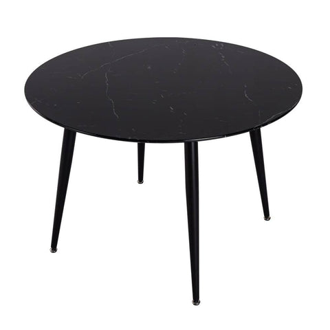 Darrahopens Furniture > Dining Round Dining Table Minimalist Marble Effect Black