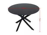 Darrahopens Furniture > Dining Round Marble-Effect Table - Black