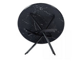 Darrahopens Furniture > Dining Round Marble-Effect Table - Black