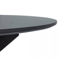 Darrahopens Furniture > Dining Round Marble-Effect Table - Black