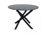 Darrahopens Furniture > Dining Round Marble-Effect Table - Black