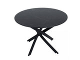Darrahopens Furniture > Dining Round Marble-Effect Table - Black