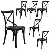 Darrahopens Furniture > Dining Rustica 6pc Set Dining Chair X-Back Solid Timber Wood Seat Black