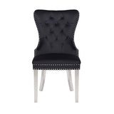 Darrahopens Furniture > Dining Victoria 2X Dining Chair Black Velvet & STAINLESS STEEL Legs