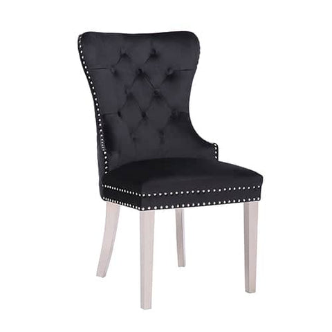 Darrahopens Furniture > Dining Victoria 2X Dining Chair Black Velvet & STAINLESS STEEL Legs