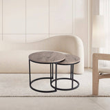 Darrahopens Furniture > Living Room 2 Piece Nesting Coffee Tables Set Dark Grey