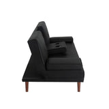 Darrahopens Furniture > Living Room 3 Seater Adjustable Sofa Bed With Cup Holder Black