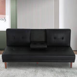 Darrahopens Furniture > Living Room 3 Seater Adjustable Sofa Bed With Cup Holder Black